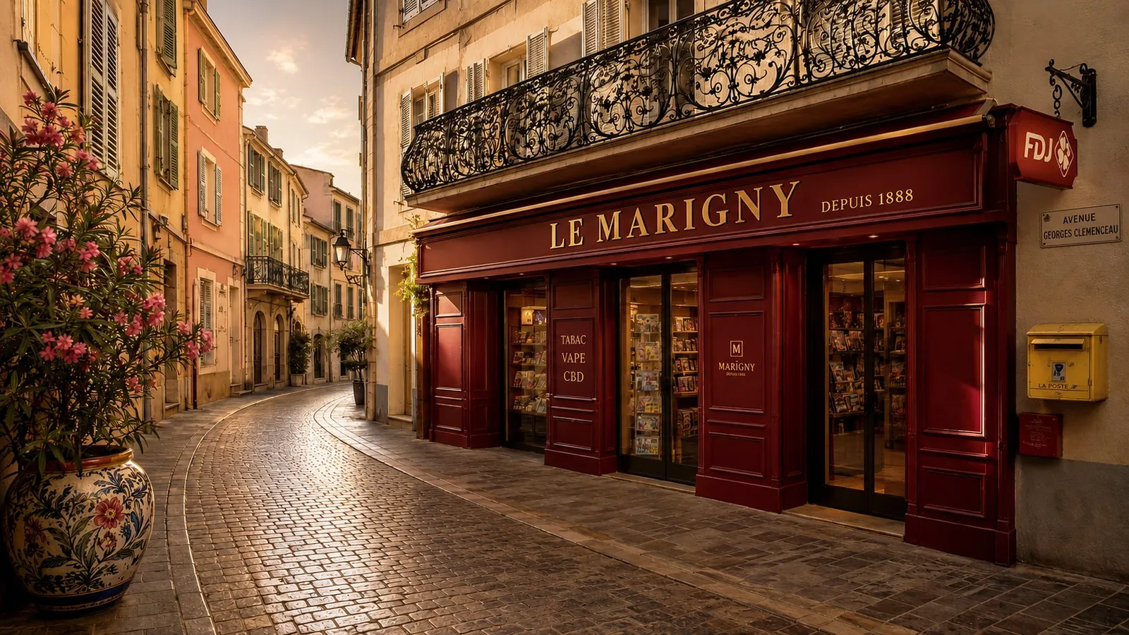 Devanture du Tabac Le Marigny à Vallauris